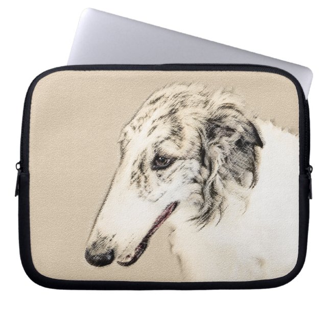 Borzoi (Silver Brindle) målar originalbilder av Hu Laptop Fodral (Framsidan)