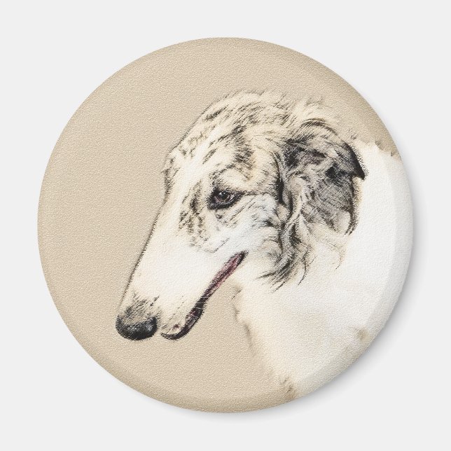 Borzoi (Silver Brindle) målar originalbilder av Hu Magnet (Framsidan)