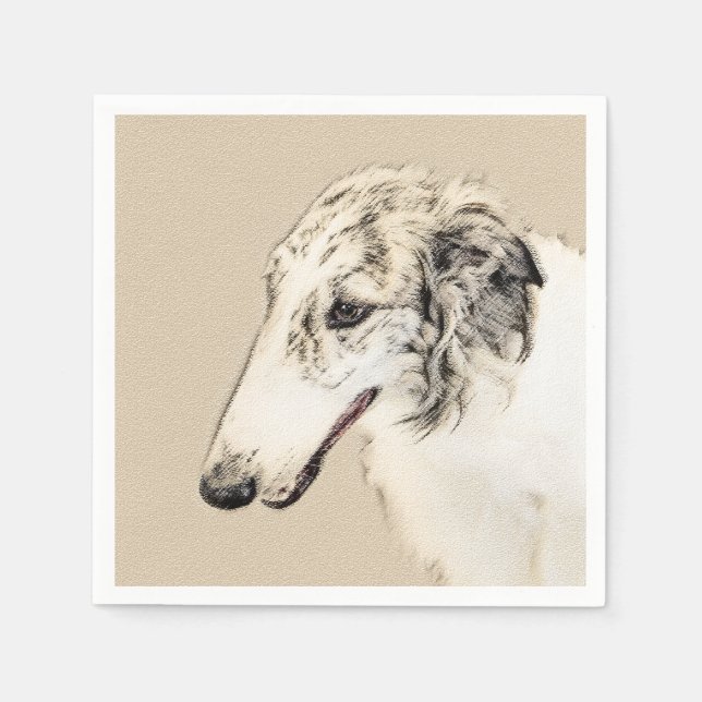 Borzoi (Silver Brindle) målar originalbilder av Hu Pappersservett (Framsidan)