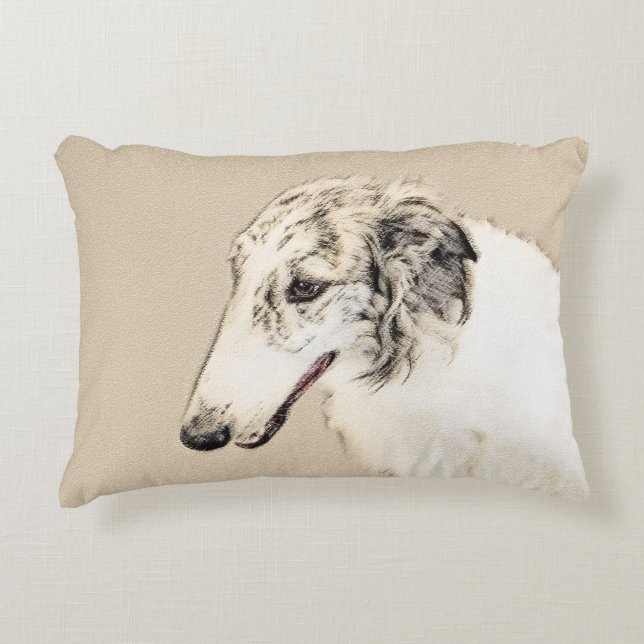 Borzoi (Silver Brindle) målar originalbilder av Hu Prydnadskudde (Framsidan)