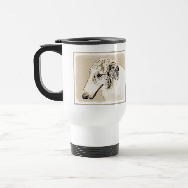 Borzoi (Silver Brindle) målar originalbilder av Hu Resemugg (Vänster)