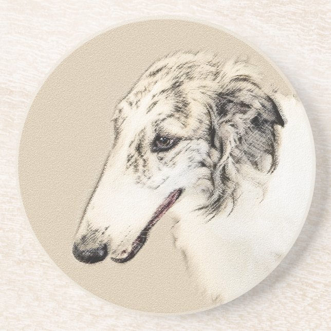 Borzoi (Silver Brindle) målar originalbilder av Hu Underlägg (Framsidan)