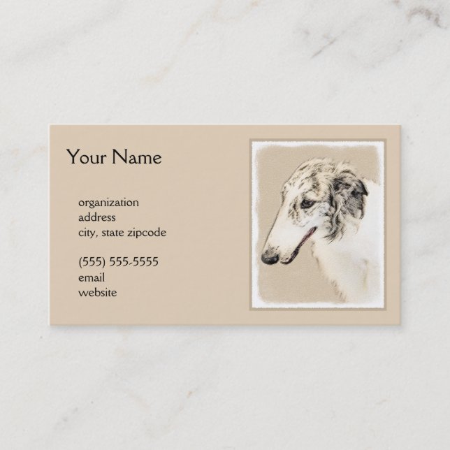 Borzoi (Silver Brindle) målar originalbilder av Hu Visitkort (Framsida)