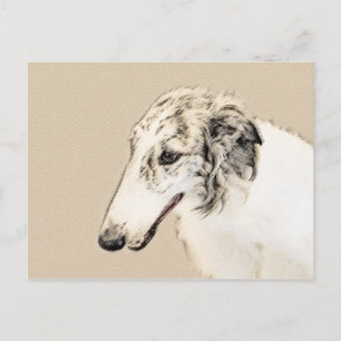 Borzoi (Silver Brindle) målar originalbilder av Hu Vykort