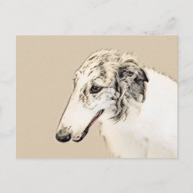 Borzoi (Silver Brindle) målar originalbilder av Hu Vykort (Framsida)