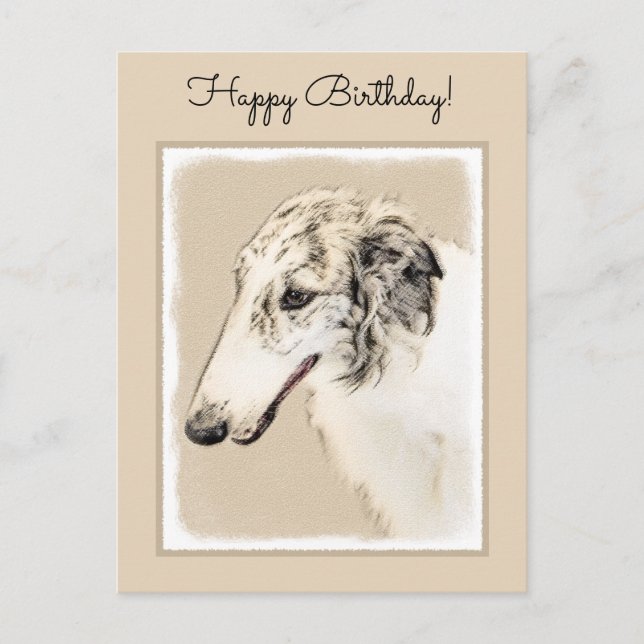 Borzoi (Silver Brindle) målar originalbilder av Hu Vykort (Framsida)