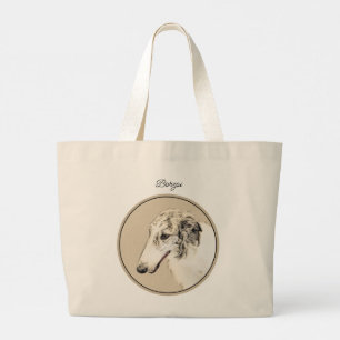 Borzoi Silver Brindle Painting Wolfhound Hund Art Jumbo Tygkasse