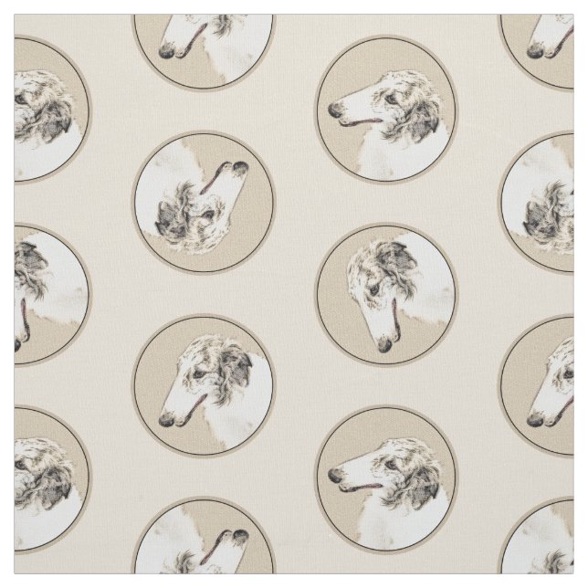 Borzoi Silver Brindle Painting Wolfhound Hund Art Tyg (Provkarta)