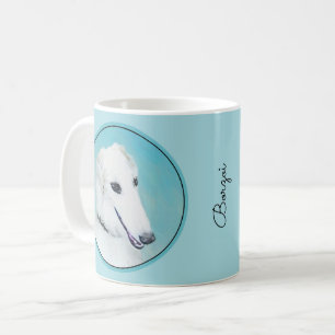 Borzoi (vit) - Cute Original Hund Art Kaffemugg