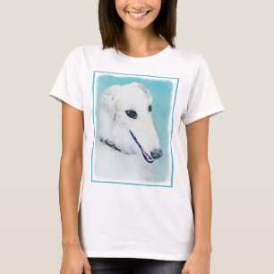Borzoi (vit) - Cute Original Hund Art Tee Shirt