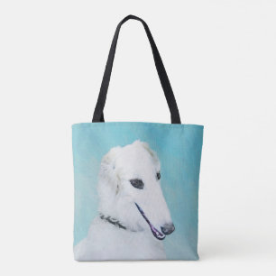 Borzoi (vit) - Cute Original Hund Art Tygkasse
