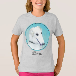 Borzoi (vit) färg - Cute Original Hund Art T- T Shirt