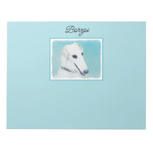 Borzoi (vit) målning - Cute Original Hund Art Anteckningsblock