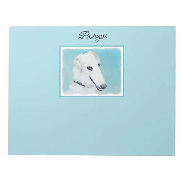Borzoi (vit) målning - Cute Original Hund Art Anteckningsblock (Framsida)