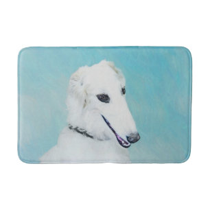 Borzoi (vit) målning - Cute Original Hund Art Badrumsmatta