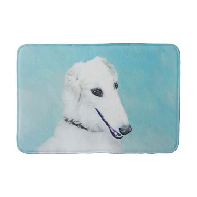 Borzoi (vit) målning - Cute Original Hund Art Badrumsmatta (Framsidan)