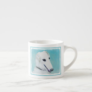 Borzoi (vit) målning - Cute Original Hund Art Espressomugg
