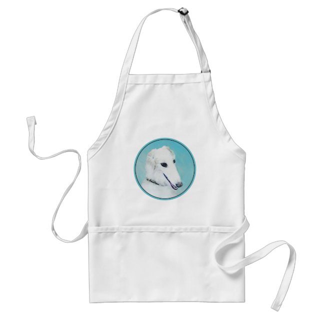 Borzoi (vit) målning - Cute Original Hund Art Förkläde (Framsidan)