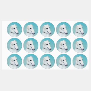 Borzoi (vit) målning - Cute Original Hund Art Klistermärke