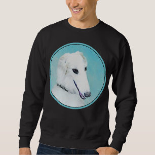 Borzoi (vit) målning - Cute Original Hund Art Lång Ärmad Tröja