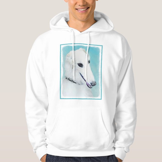 Borzoi (vit) målning - Cute Original Hund Art Munkjacka (Framsida)