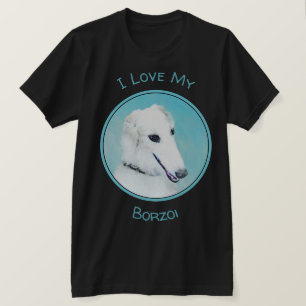 Borzoi (vit) målning - Cute Original Hund Art T Shirt