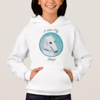 Borzoi (vit) målning - Cute Original Hund Art