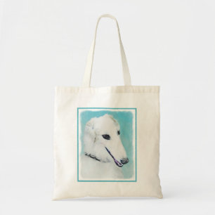 Borzoi (vit) målning - Cute Original Hund Art Tygkasse