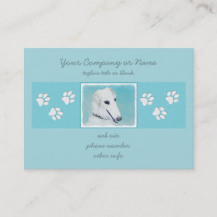 Borzoi (vit) målning - Cute Original Hund Art Visitkort
