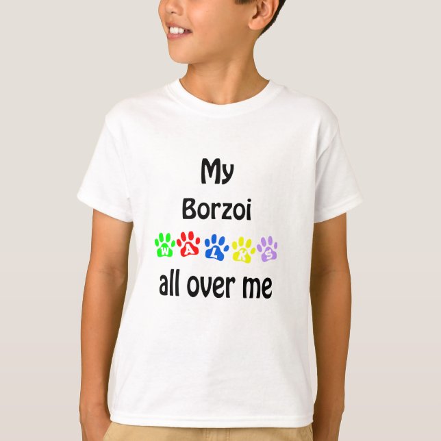 Borzoi Walks Design T-shirt (Framsida)