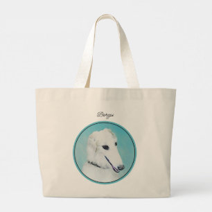 Borzoi White Painting Russian Wolfhound Hund Art Jumbo Tygkasse