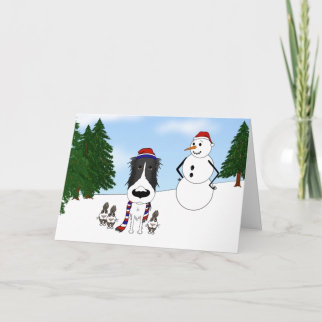 Borzoi Winter Scene Helgkort (Framsida)