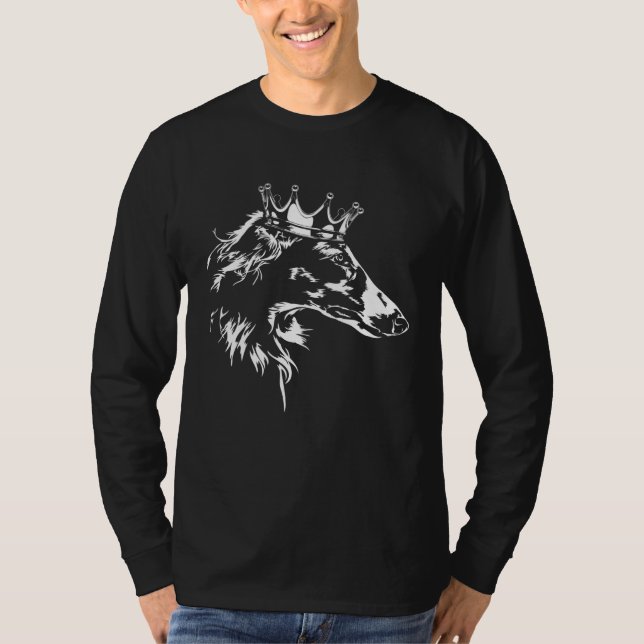 Borzoi with crown dog greyhound dog mom t shirt (Framsida)