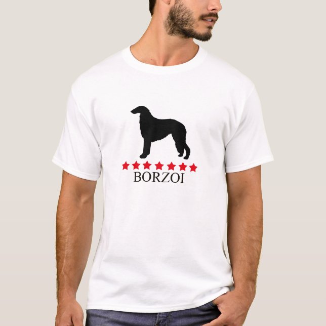 BorzoiT-tröja med röda stjärnor T-shirt (Framsida)