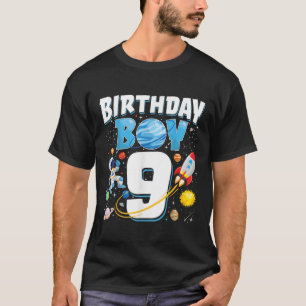 Bos 9:e födelsedag Astronaut Rymdplaneter Nine Yea T Shirt