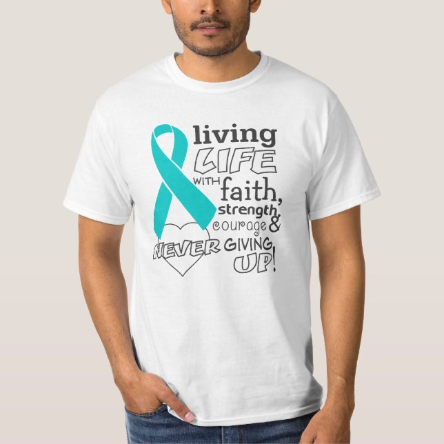 Bosatt liv för Peritoneal cancer med tro Tee (Framsida)