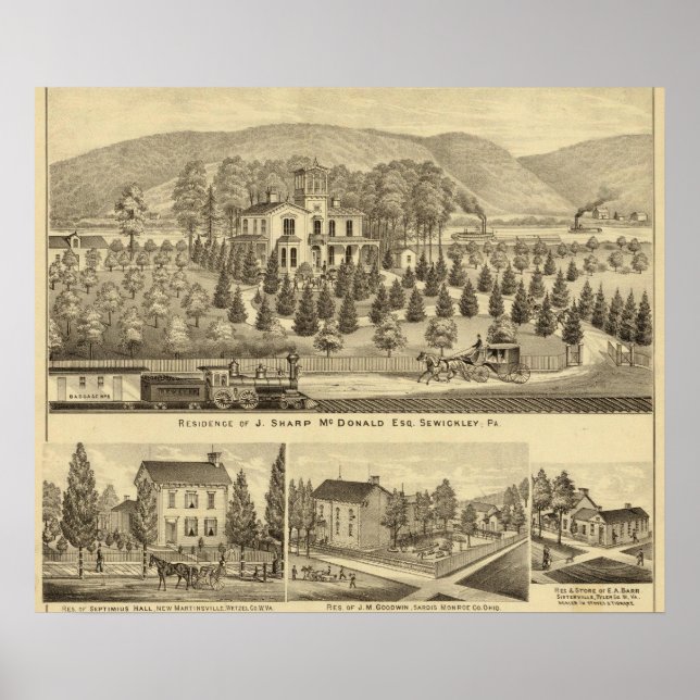 Bosättning för J Vass McDonald Sewickley Poster (Framsidan)