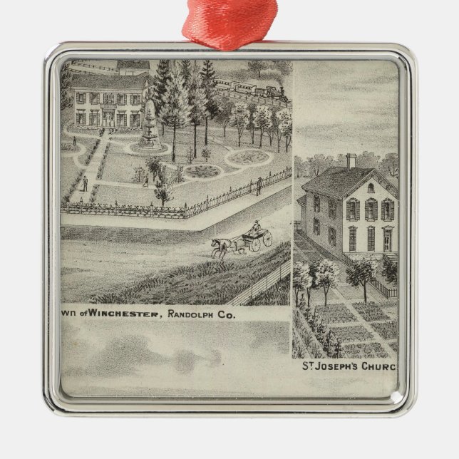 Bosättning för Milton Thornburgh Fayette Co Julgransprydnad Metall (Framsidan)