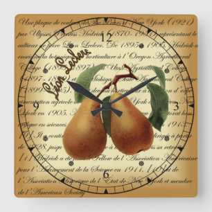 Bosc Pears~Léon Leclerc~Ulysses Prentiss Hedrick~ Fyrkantig Klocka