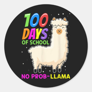 Boskap - 100 skoldagar utan Prob-llama Runt Klistermärke