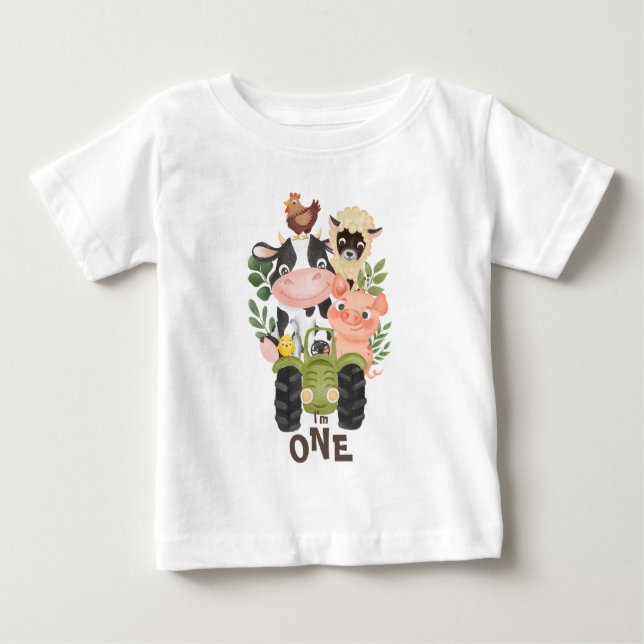 Boskap 1:a födelsedag Moo Heliga ko 1:a T Shirt (Framsida)