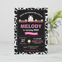 Boskap 1:a födelsedagen Party Girl Barnyard Rosa Inbjudningar