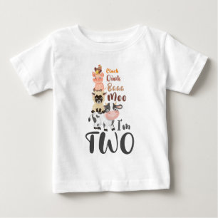 boskap 2:a födelsedagskalan Moo Jag är två T-sh T Shirt