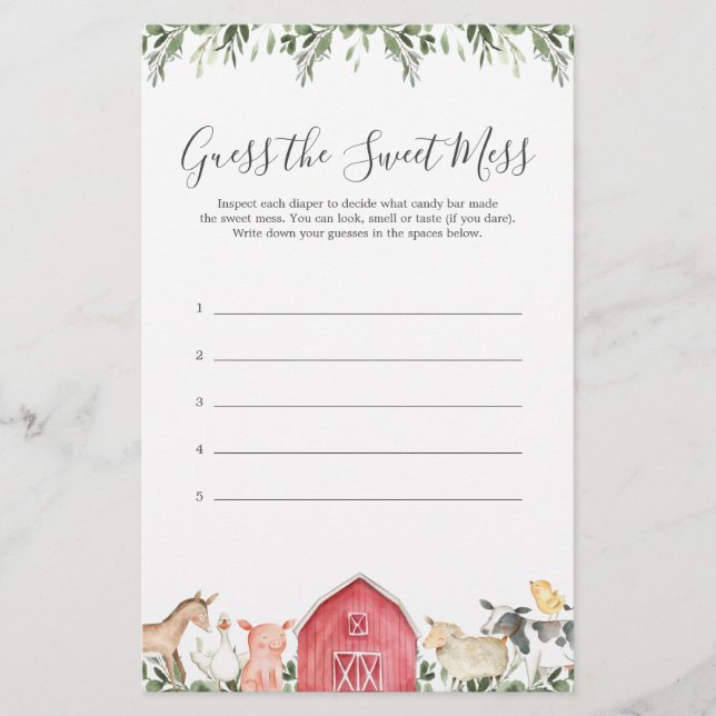 Boskap Baby Shower gissar att sötaren är  (Framsida)