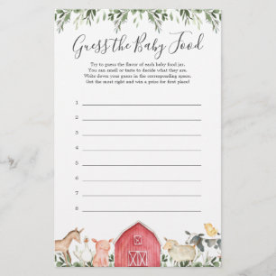 Boskap Baby Shower gissar Baby mat