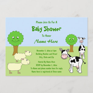 Boskap Baby Shower Inbjudningar