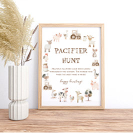 Boskap Baby Shower Nappar Hunt Game Poster