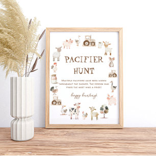 Boskap Baby Shower Nappar Hunt Game Poster