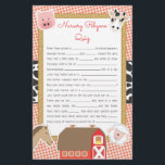 Boskap Baby Shower Nursery Rhyme Game Flygblad<br><div class="desc">Den här babyduschspelet har söt boskap på en röd gingham/kontrollerad bakgrund och kompress. Samlingen av produkter för samordning finns tillgänglig i vår butik, zazzle.com/doodlelulu*. Kontakta oss om du behöver den här designen för en specifik produkt för att skapa ditt eget unika matchande objekt! Tack så mycket för att du har...</div>