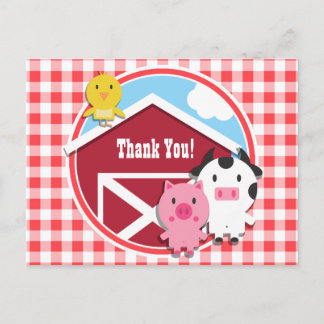 Boskap Baby Shower; Red & White Gingham Vykort